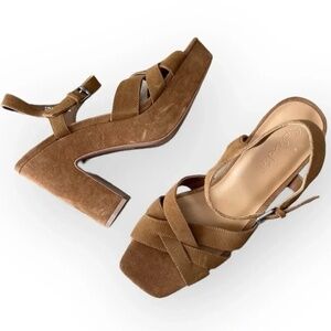Splendid Brown Piper Suede Platform Sandals in Cinnamon Size 9.5
